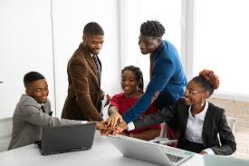 African business team meeting